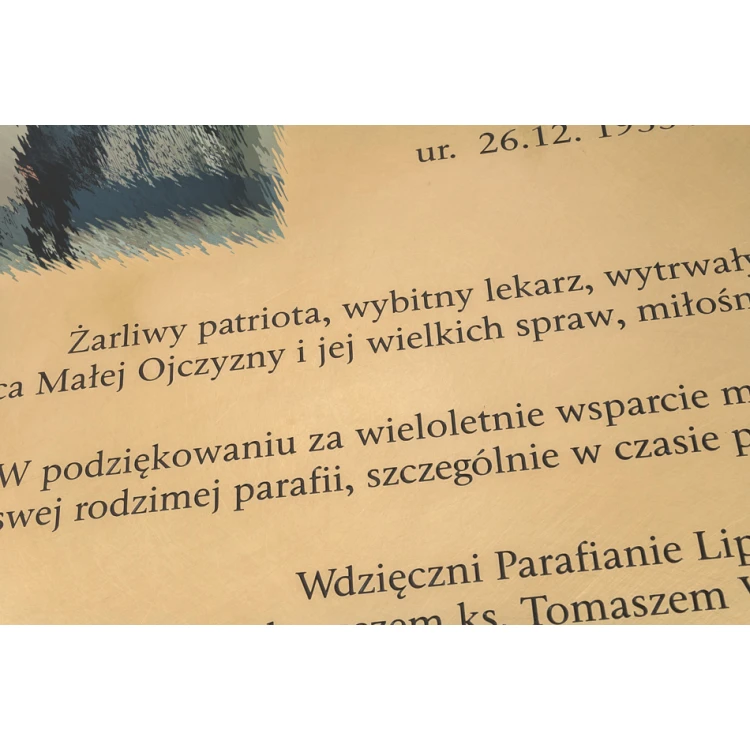 Tablica pamiątkowa z fotografią - mosiądz szczotkowany i lakierowany - wym. 400x300mm - TAB248