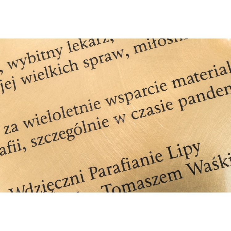 Tablica pamiątkowa z fotografią - mosiądz szczotkowany i lakierowany - wym. 400x300mm - TAB248