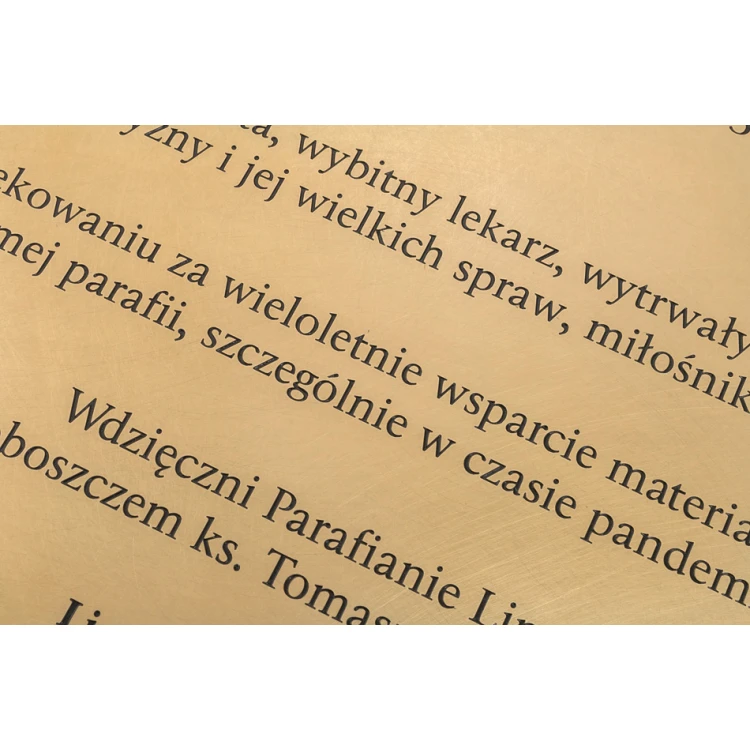 Tablica pamiątkowa z fotografią - mosiądz szczotkowany i lakierowany - wym. 400x300mm - TAB248