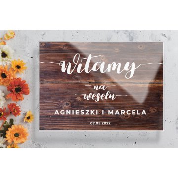 Tablica powitalna na ślub, wesele - plexi 5mm z nadrukiem UV - wym. 700x500mm - TNS013