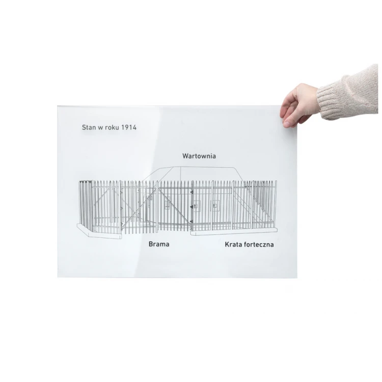 Tablica z plexi transparentnej - dowolny nadruk UV - wym. 597x420mm - TAB453 