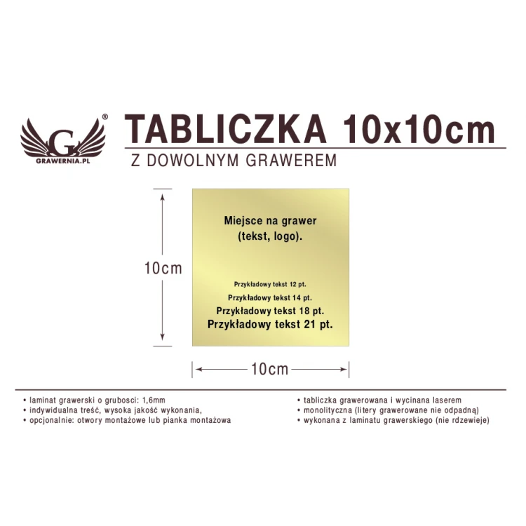 Tabliczka 10x10cm dowolny grawer laserem