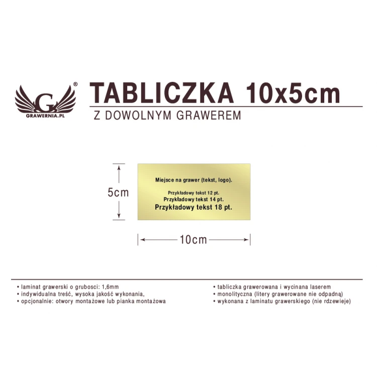 Tabliczka 10x5cm dowolny grawer laserem