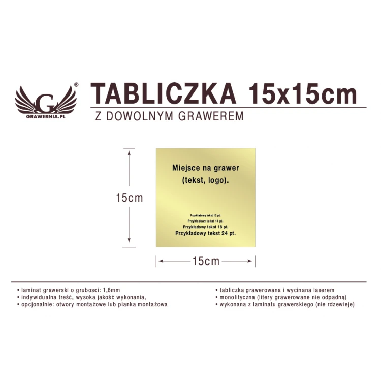 Tabliczka 15x15cm dowolny grawer laserem