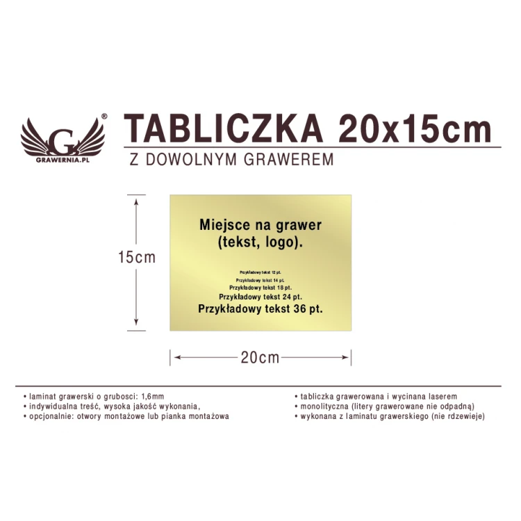 Tabliczka 20x15cm dowolny grawer laserem