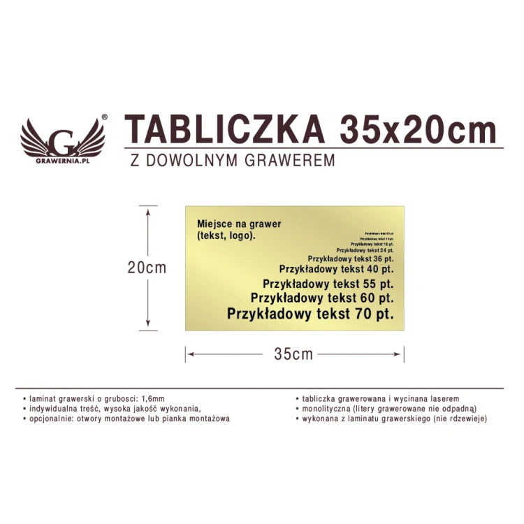 Tabliczka 35x20cm dowolny grawer laserem