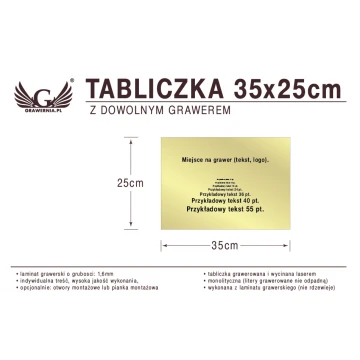 Tabliczka 35x25cm dowolny grawer laserem
