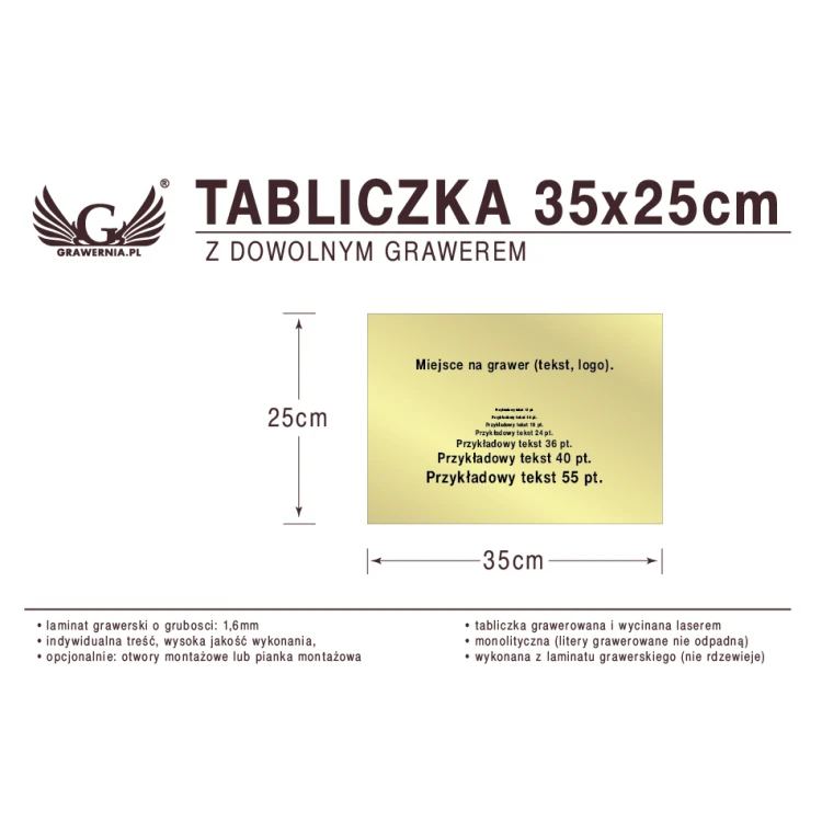 Tabliczka 35x25cm dowolny grawer laserem