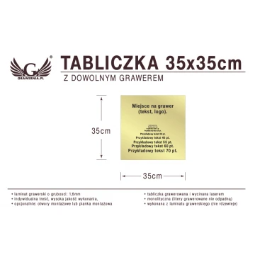 Tabliczka 35x35cm dowolny grawer laserem