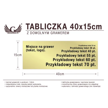 Tabliczka 40x15cm dowolny grawer laserem