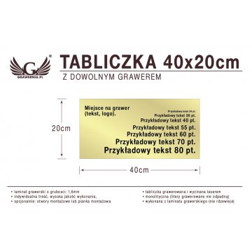 Tabliczka 40x20cm dowolny grawer laserem