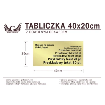 Tabliczka 40x20cm dowolny grawer laserem