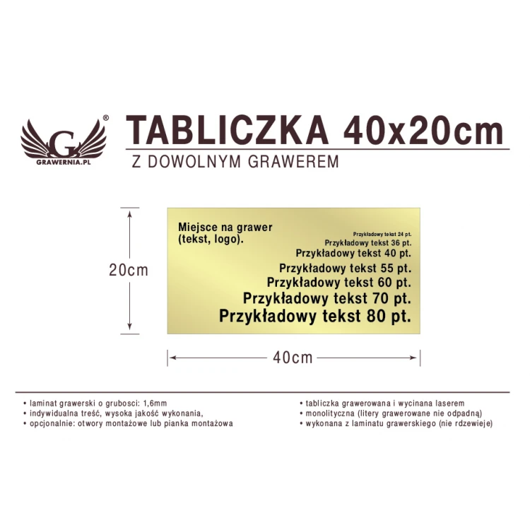 Tabliczka 40x20cm dowolny grawer laserem