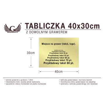 Tabliczka 40x30cm dowolny grawer laserem