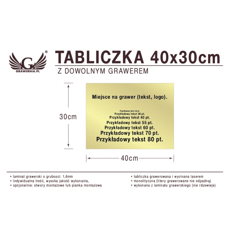 Tabliczka 40x30cm dowolny grawer laserem