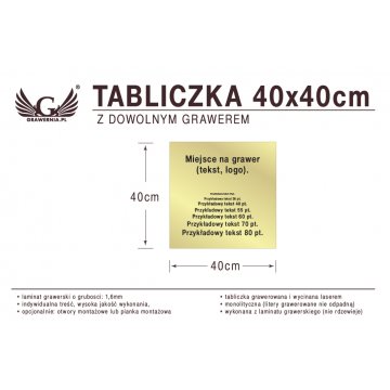 Tabliczka 40x40cm dowolny grawer laserem