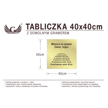 Tabliczka 40x40cm dowolny grawer laserem