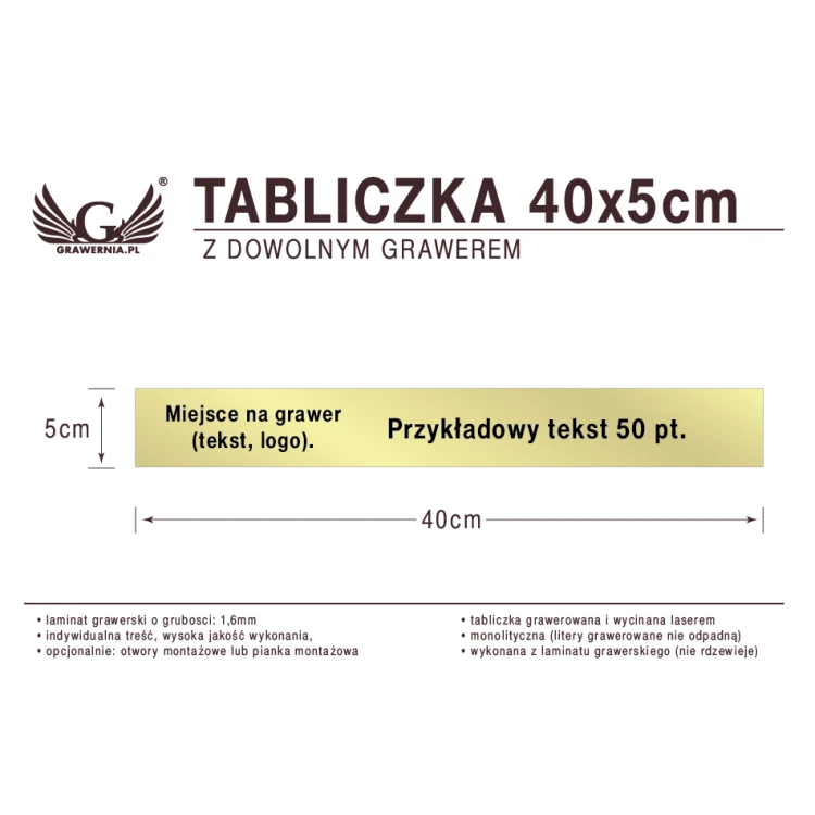 Tabliczka 40x5cm dowolny grawer laserem