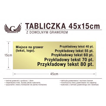 Tabliczka 45x15cm dowolny grawer laserem