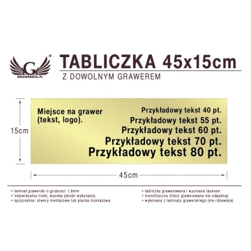Tabliczka 45x15cm dowolny grawer laserem