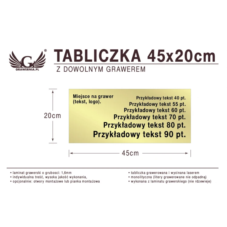 Tabliczka 45x20cm dowolny grawer laserem
