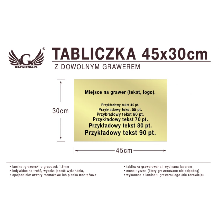 Tabliczka 45x30cm dowolny grawer laserem