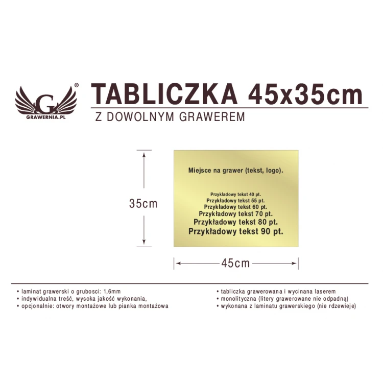 Tabliczka 45x35cm dowolny grawer laserem
