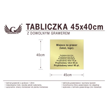 Tabliczka 45x40cm dowolny grawer laserem
