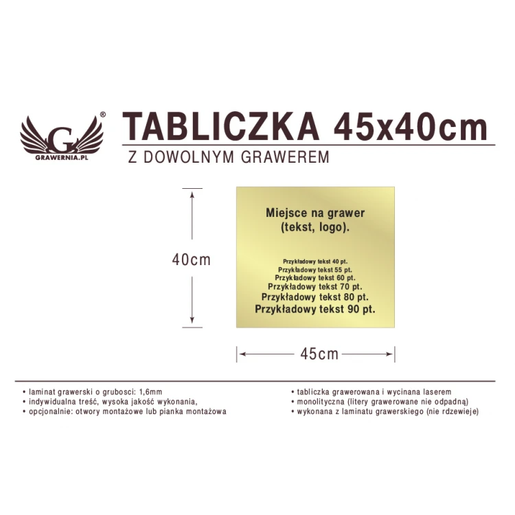 Tabliczka 45x40cm dowolny grawer laserem