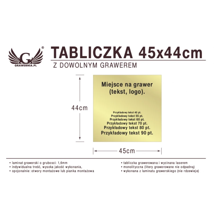 Tabliczka 45x44cm dowolny grawer laserem