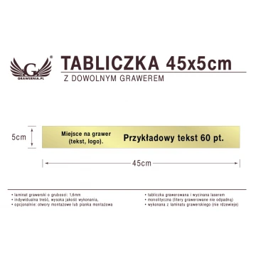 Tabliczka 45x5cm dowolny grawer laserem