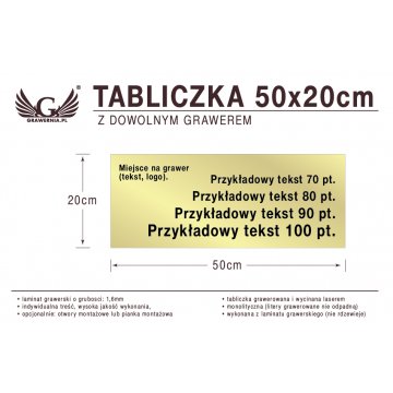 Tabliczka 50x20cm dowolny grawer laserem