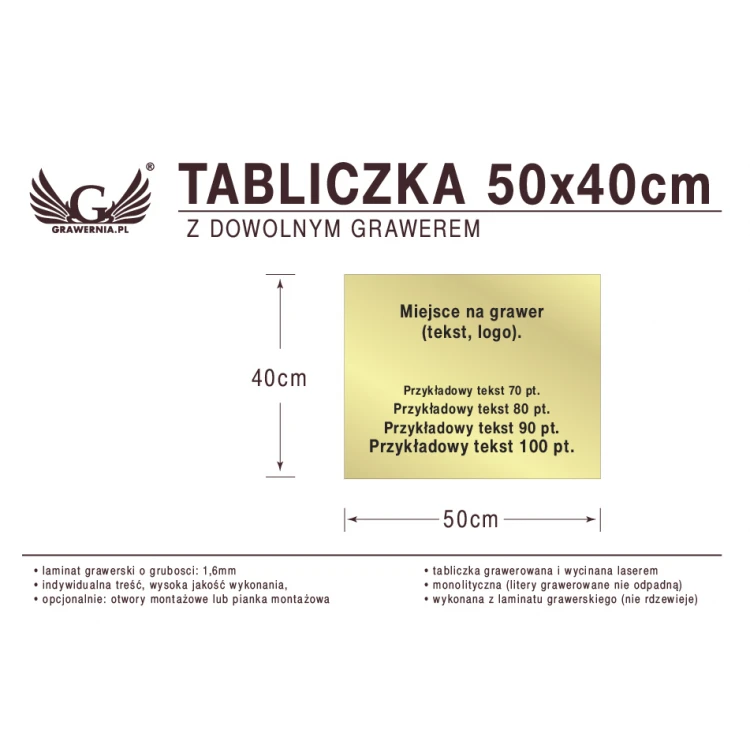 Tabliczka 50x40cm dowolny grawer laserem