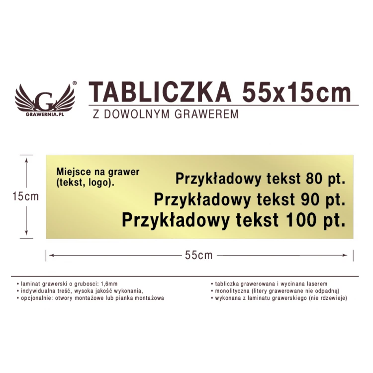 Tabliczka 55x15cm dowolny grawer laserem