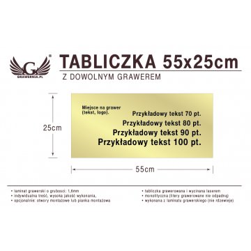 Tabliczka 55x25cm dowolny grawer laserem