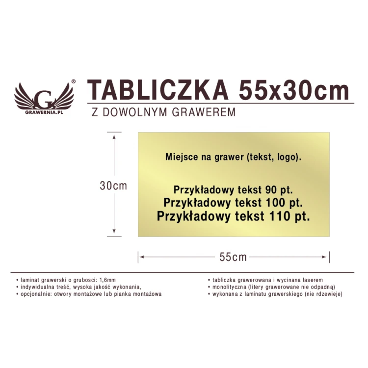 Tabliczka 55x30cm dowolny grawer laserem