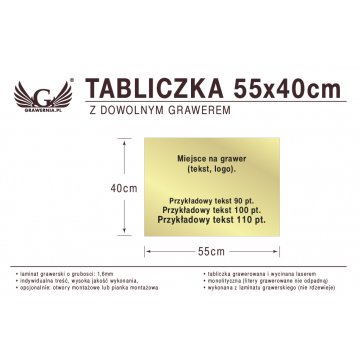 Tabliczka 55x40cm dowolny grawer laserem
