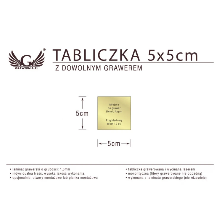 Tabliczka 5x5cm dowolny grawer laserem