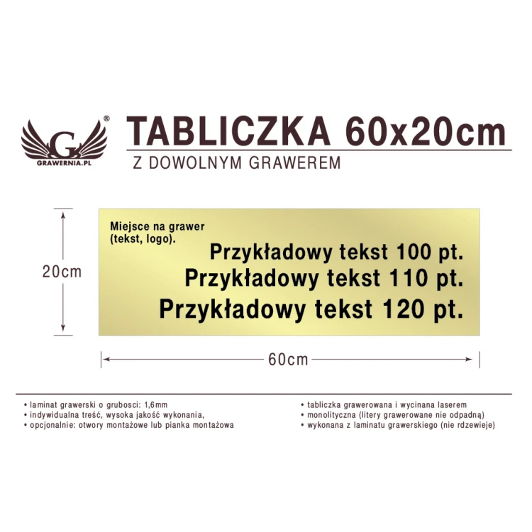 Tabliczka 60x20cm dowolny grawer laserem