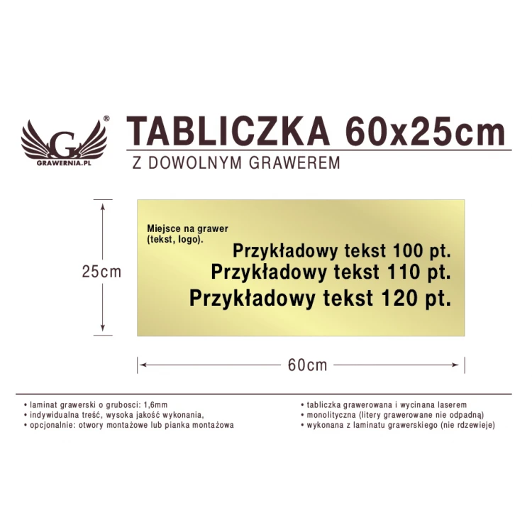 Tabliczka 60x25cm dowolny grawer laserem
