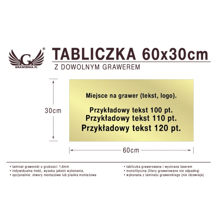 Tabliczka 60x30cm dowolny grawer laserem
