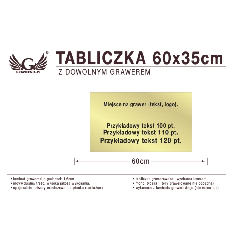 Tabliczka 60x35cm dowolny grawer laserem