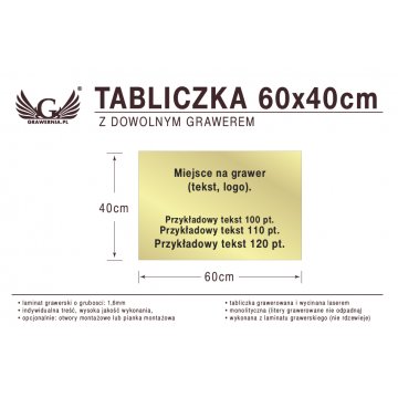 Tabliczka 60x40cm dowolny grawer laserem