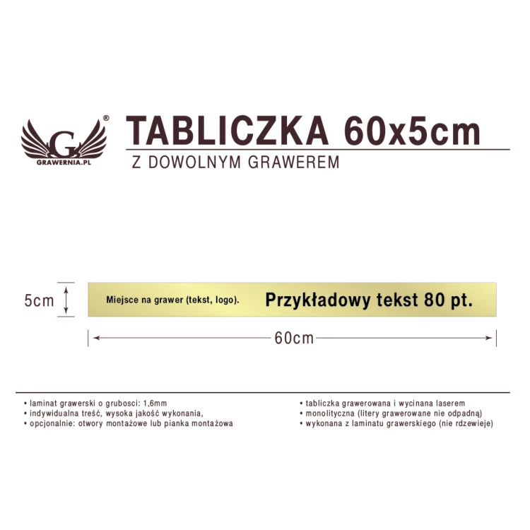 Tabliczka 60x5cm dowolny grawer laserem