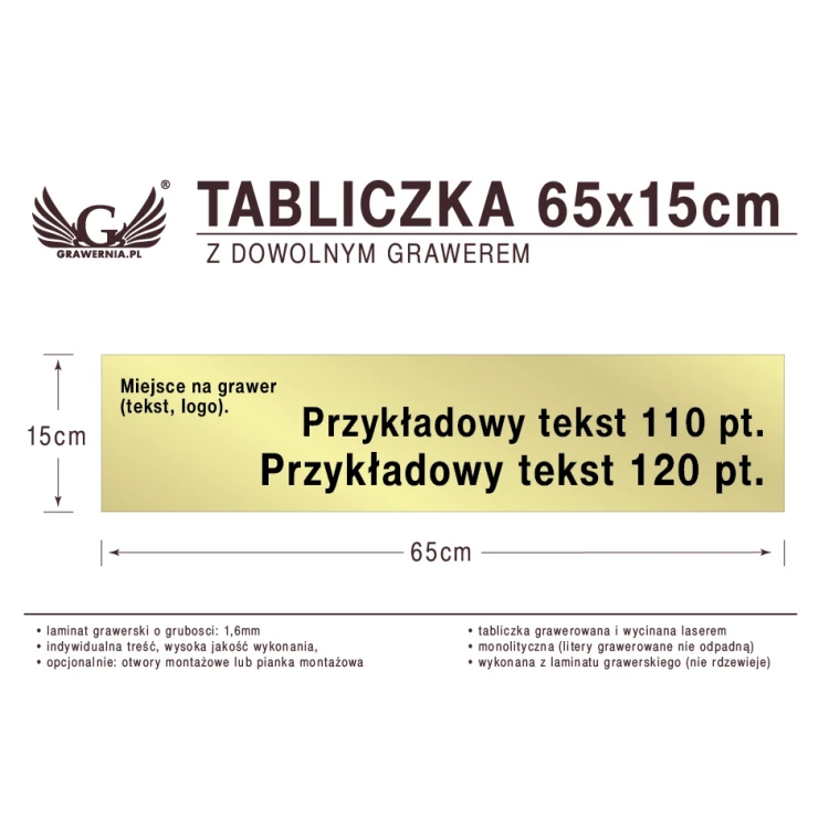 Tabliczka 65x15cm dowolny grawer laserem