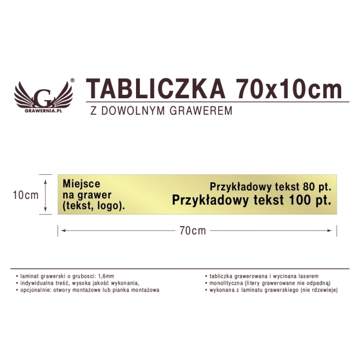 Tabliczka 70x10cm dowolny grawer laserem