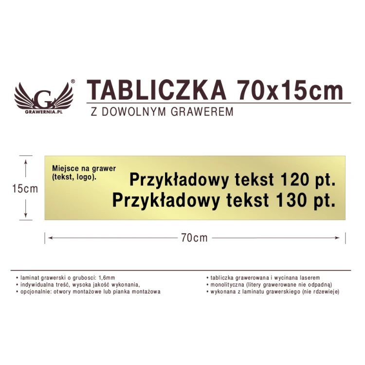 Tabliczka 70x15cm dowolny grawer laserem