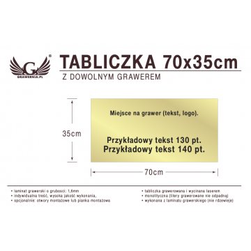 Tabliczka 70x35cm dowolny grawer laserem