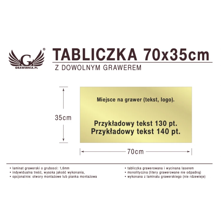 Tabliczka 70x35cm dowolny grawer laserem