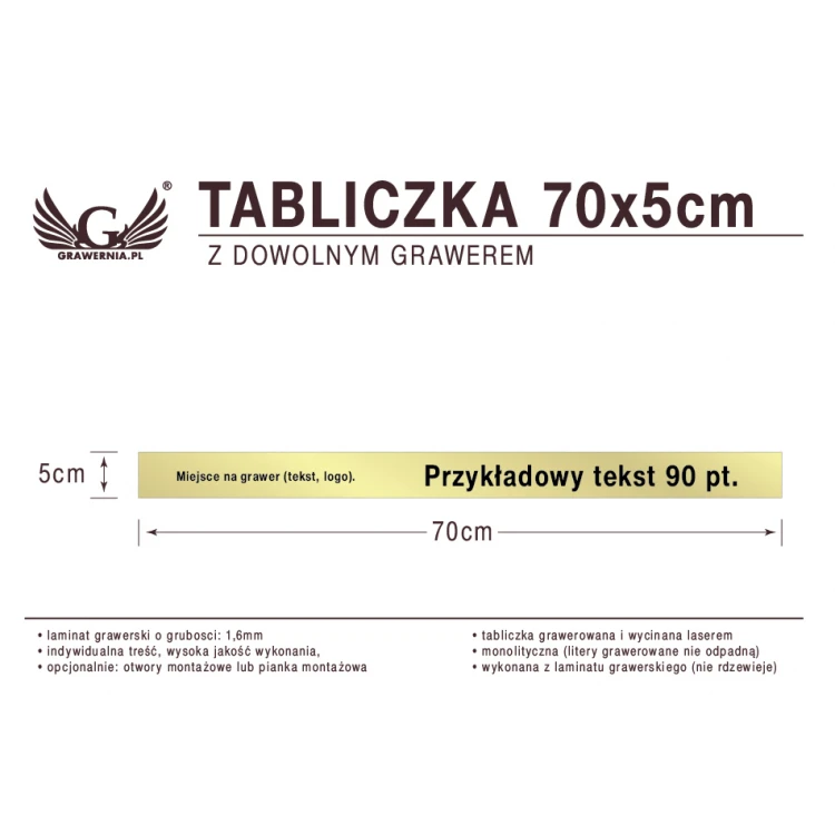 Tabliczka 70x5cm dowolny grawer laserem
